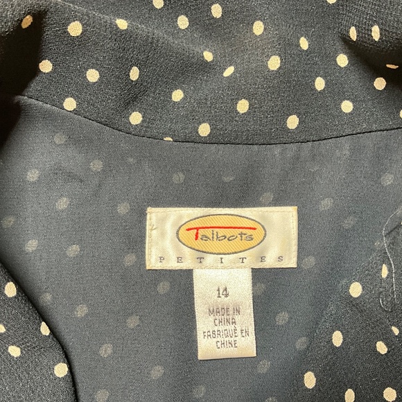 TALBOTS Fully Lined Navy & White Polka Dot Fit and Flare Short Sleeve Dress 14 - Picture 5 of 10